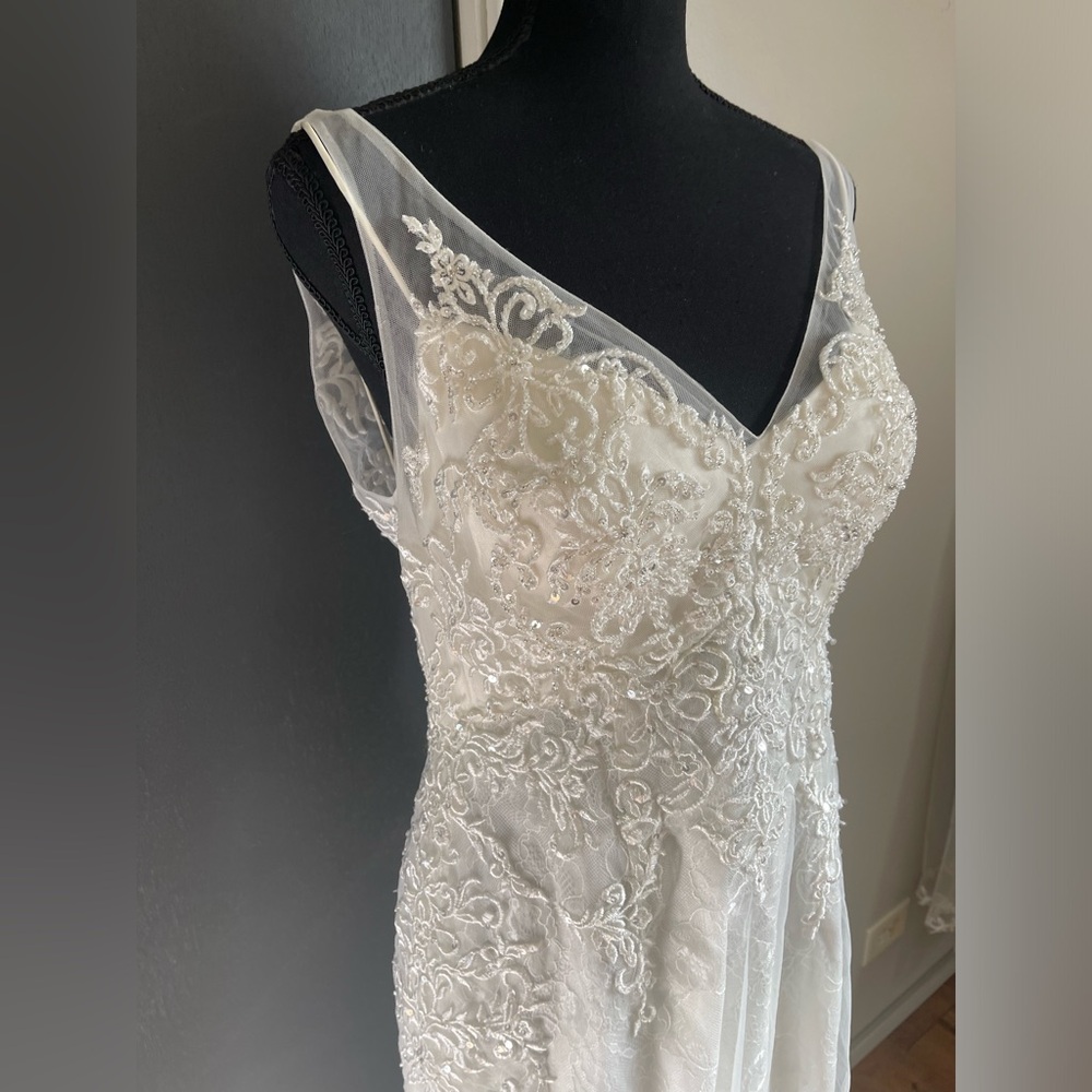 Galina SZ 10 Ivory Illusion V-Neck Wedding Dress with Embellishment STYLE SWG675 - Picture 8 of 16